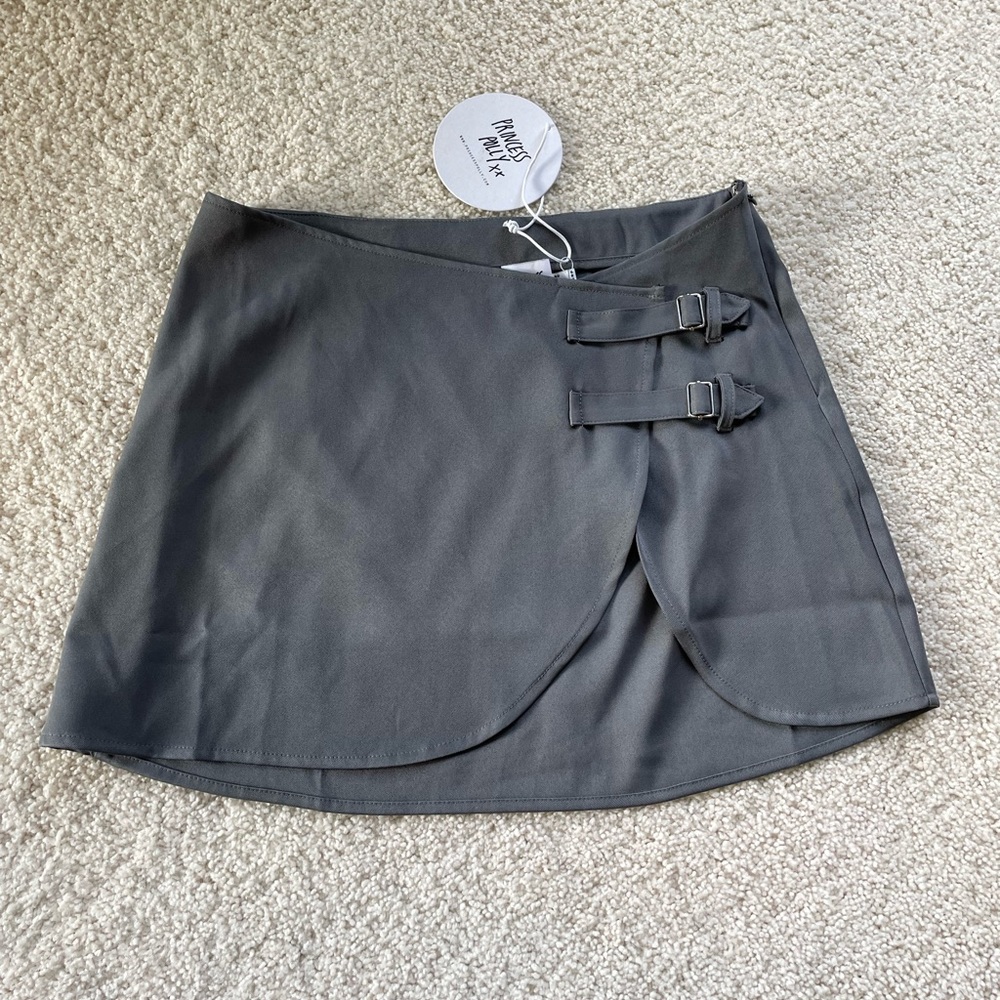Princess Polly Gray Buckle Mini Skirt